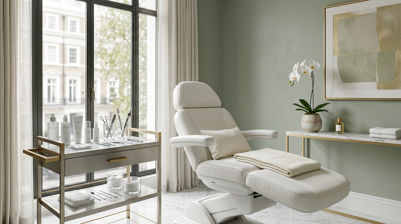 London clinic treatment room for PRP consultations and care.